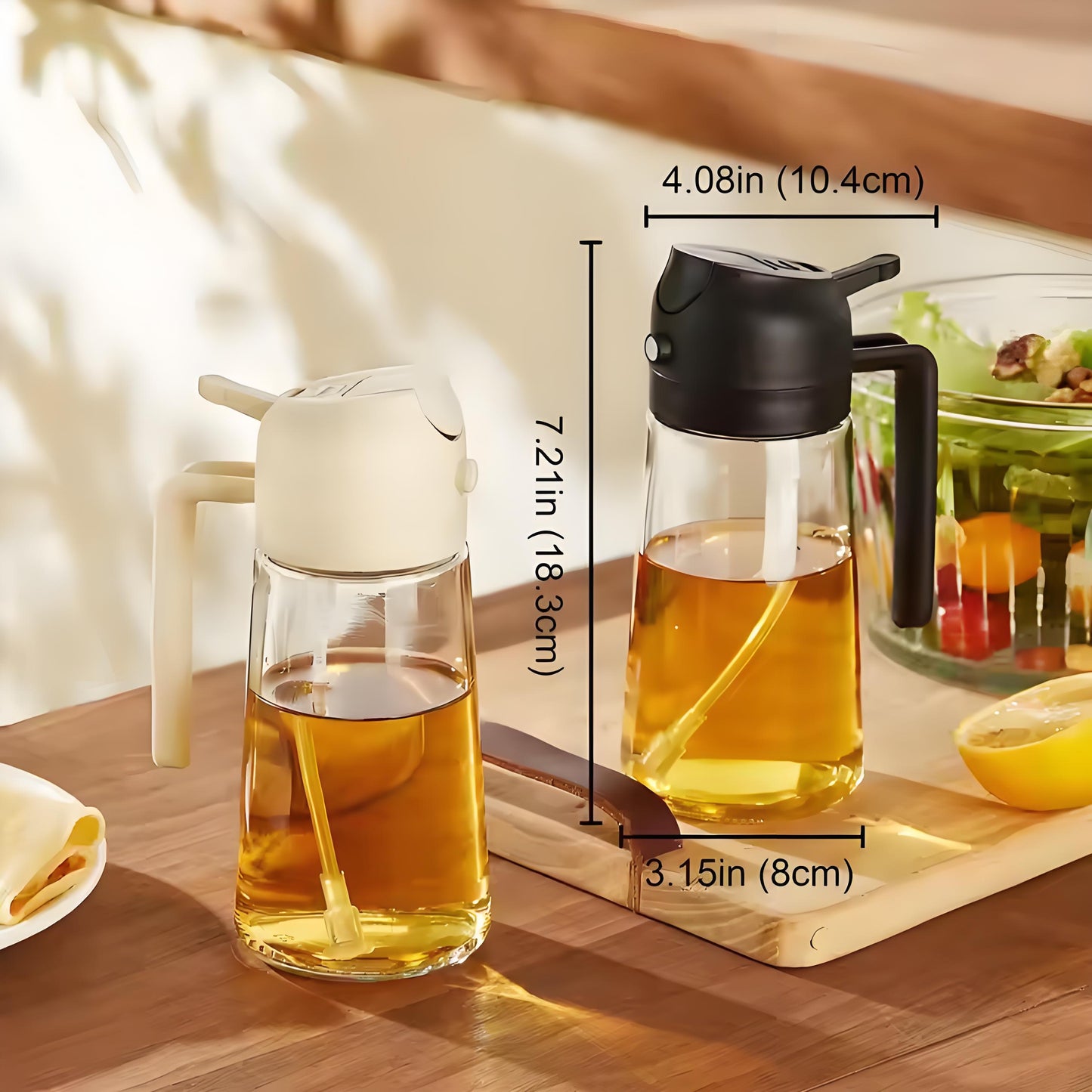 2-in-1 500ml Cooking Oil Dispenser Bottle with Measuring Container